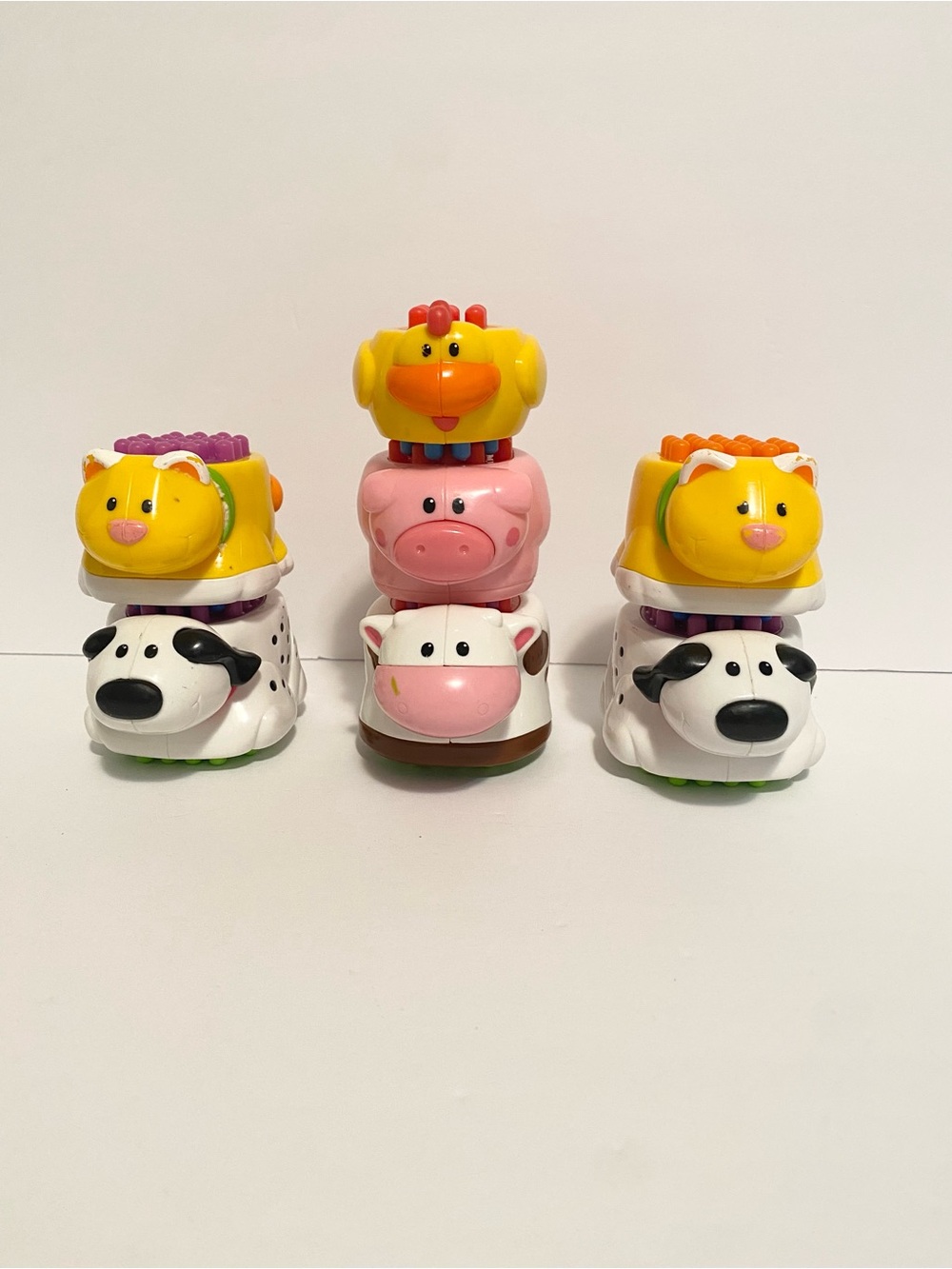 Fisher Price Brilliant Basics Shake + Stack Set Animals Bristle Blocks Baby Lot